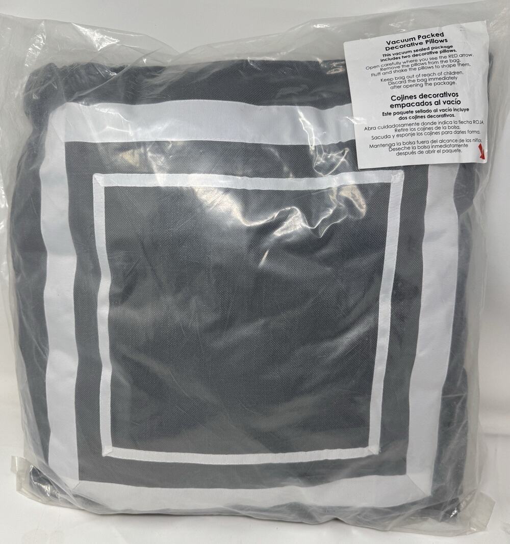 Mainstays Black White Geometric Decorative Throw Pillow 16x16 Vacuum Packed